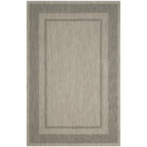 SAFAVIEH Courtyard Agnes Bordered Indoor/Outdoor Area Rug, Beige/Black, 6'7" x 9'6"