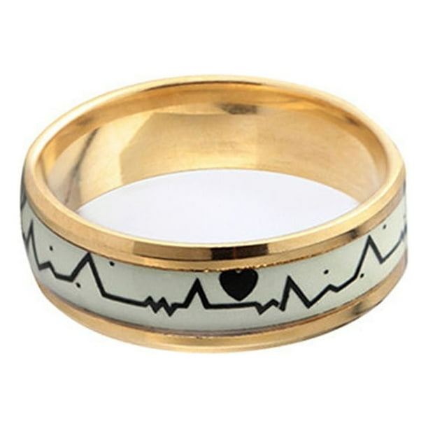 Fiudx Anillo Luminoso de Acero y Titanio para Parejas con Latidos Del Corazón. Joyería Luminosa.