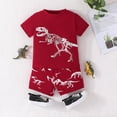 thumbnail image 2 of Toddler Boy Summer Clothes Kids Dinosaur Print Short Sleeve T-shirt Top Shorts 2Pcs Casual Outfit for Little Boy 2-7 Years, 2 of 5