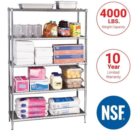

UltraDurable 5-Tier NSF-Certified Wire Steel Freestanding Shelves in Silver (48 in. W x 75 in. H x 18 in. D)