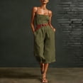 thumbnail image 3 of Purcolt Overalls for Women Dressy Casual Square Neck Spaghetti Strap Wide Leg Cropped Baggy Jumpsuit Lightweight Loose Fit Rompers with Pockets, No Belt, 3 of 7