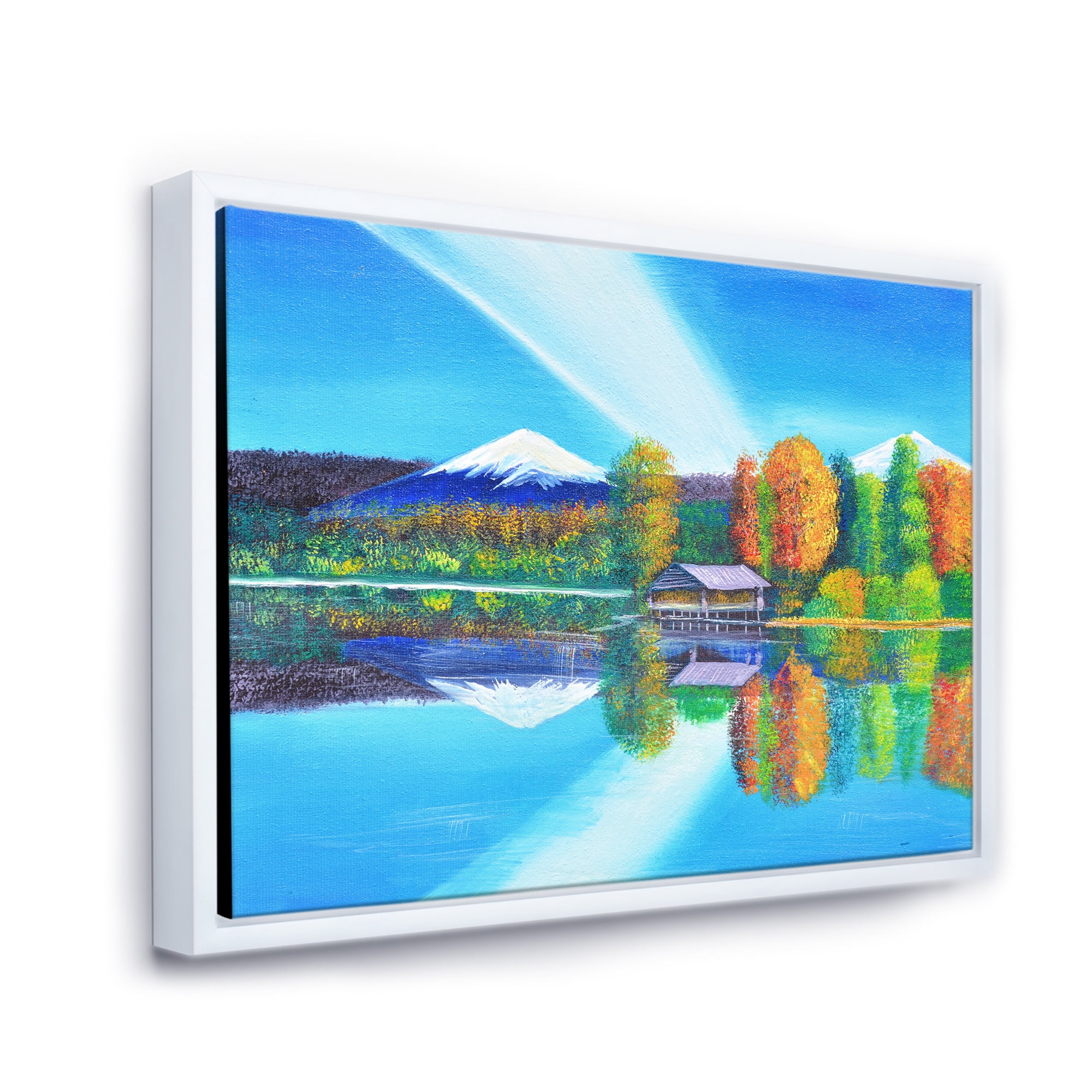 Designart 'Reflection Of Mountain and Sky On The Lake Water' Nautical & Coastal Framed Canvas Wall Art Print