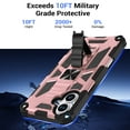 thumbnail image 3 of Case for iPhone 16 Heavy Duty Cover with Kickstand Magnetic Car Mount, Dual-Layers Rugged PC + Silicone Shockproof Anti-Scratches Protective Case for iPhone 16, Rosegold, 3 of 6