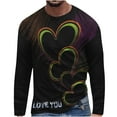 thumbnail image 2 of Lilgiuy New Valentine's Day Men's 3D Printing Long Sleeve T-shirt Fashion Casual Loose Round Neck Undercoat Top Blouses & Shirts for Gym Workout Jogging Beach, 2 of 5