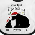thumbnail image 4 of Inktastic Our First Christmas Bears in Santa Hats with Ornaments 2025 Boys or Girls Baby Bib, 4 of 4
