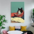thumbnail image 6 of Reading Cat Wall Art Poster, Tuxedo Cat, Gift for Book Lovers, Cozy Library Decor Canvas Print Picture Gifts Canvas Painting Poster Wall Art Decorative Picture Prints Modern Decor 24x36inch(60x90cm), 6 of 6