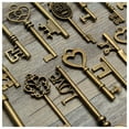 thumbnail image 7 of 18 Antique Vintage Old Look Bronze Skeleton Key Heart Bow Lock Pendant, 7 of 7