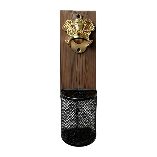 Abridor de botellas magnético, accesorio decorativo para cocina, decoración del hogar, botella montada en la pared. Cabeza de elefante dorada