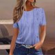 thumbnail image 2 of Tops de Manga Corta de Algodón para las Mujeres, Estampado Cuello Redondo Suéter Blusa de Moda para el Hogar Y el Uso Diario, 2 of 5