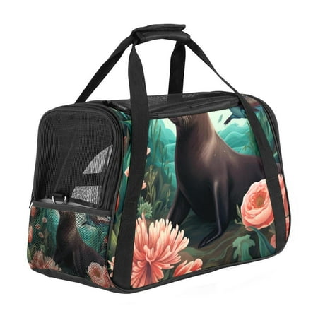 Sea Lion Premium Fabric Cat Carrier Bag  Durable 900D Oxford Cloth with Sherpa Base  Ideal for Travel & Outdoor Adventures  Convenient & Comfy Pet Tote