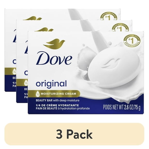 (3 pack) Dove Beauty Bar Soap For Soft, Smooth Skin, Original, With 1/4 Moisturizing Cream ,2.6 oz