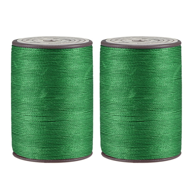 Unique Bargains 2 Pack Thin Waxed Thread 137 Yards 0.55mm Polyester String Cord for Machine Sewing Hand Quilting Weaving, Sea Green