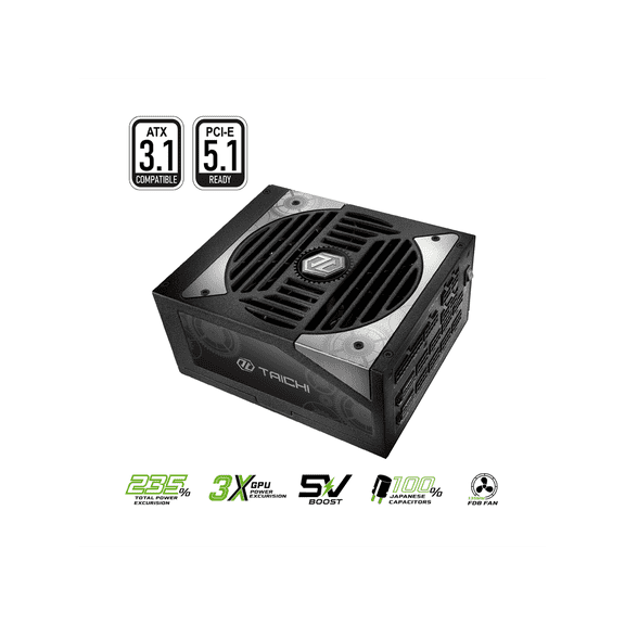 ASRock TC-1300T 1300 W ATX3.1 & PCIe5.1 80 PLUS TITANIUM Certified Full Modular Power Supply