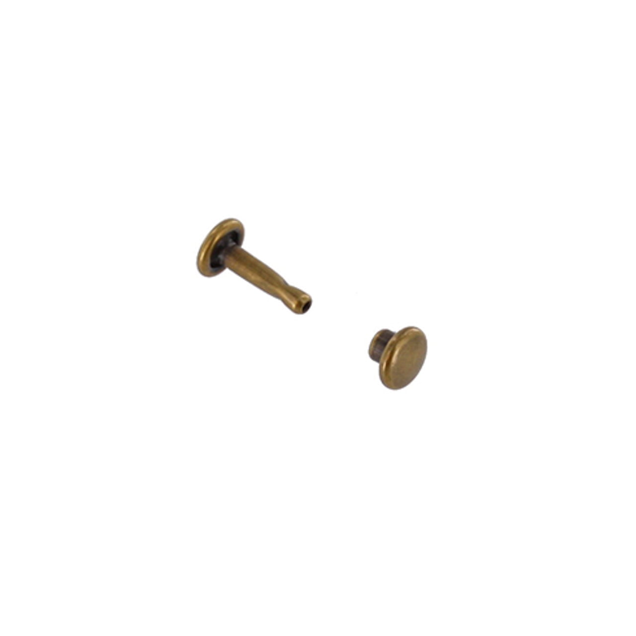 Double Cap Rivet, Antique Brass, Solid Brass-LL (100 sets per bag), Multiple Sizes