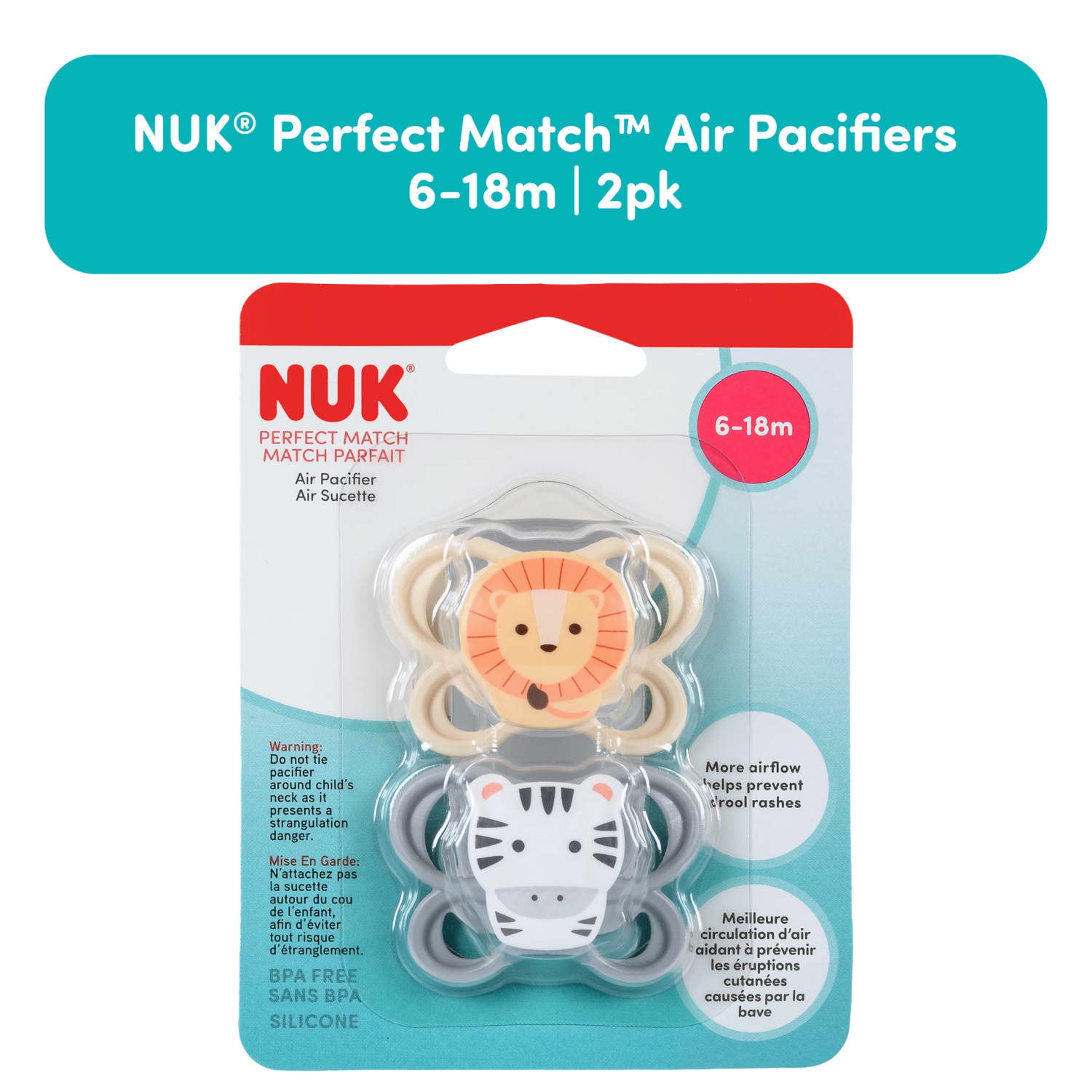 NUK Perfect Match Air Pacifiers, 6-18 months, 2 pack