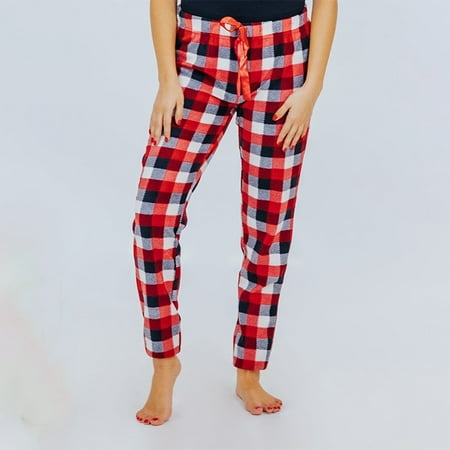 

Long Pants For Women Women S Ribbon Bandage Elastic Band Plaid Casual Loose Home Pajama Bottoms Pants Red L