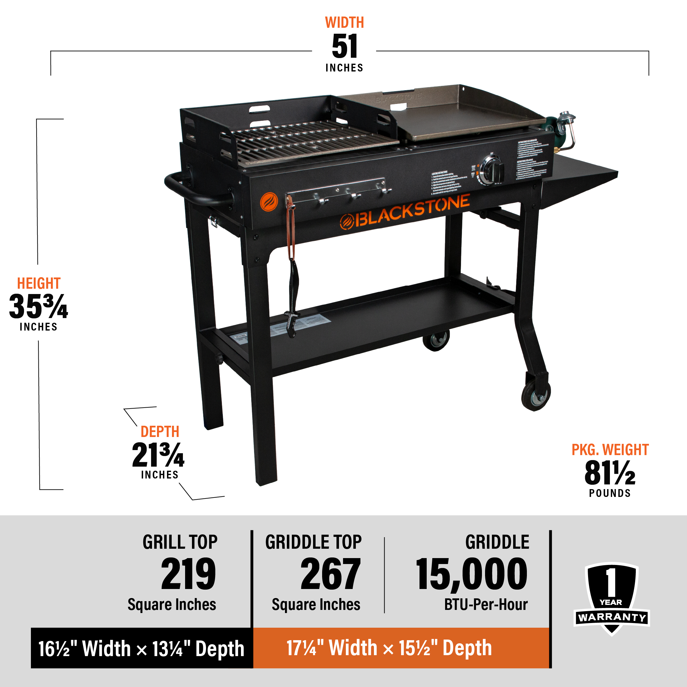 Blackstone Duo 17" Propane Griddle and Charcoal Grill Combo - image 4 of 14