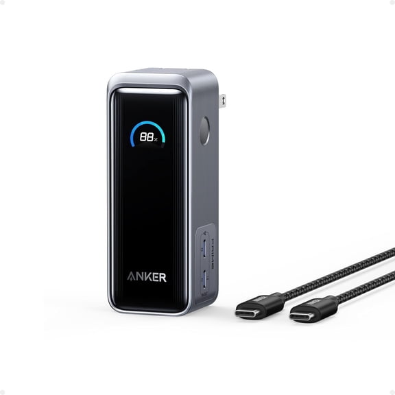 Anker Prime Power Bank, 9,600mAh Battery Pack with 65W Output, Built-in AC Plug, Supports PD 3.0 and PPS, 30W Fast Recharging, Sleek Portable Charger