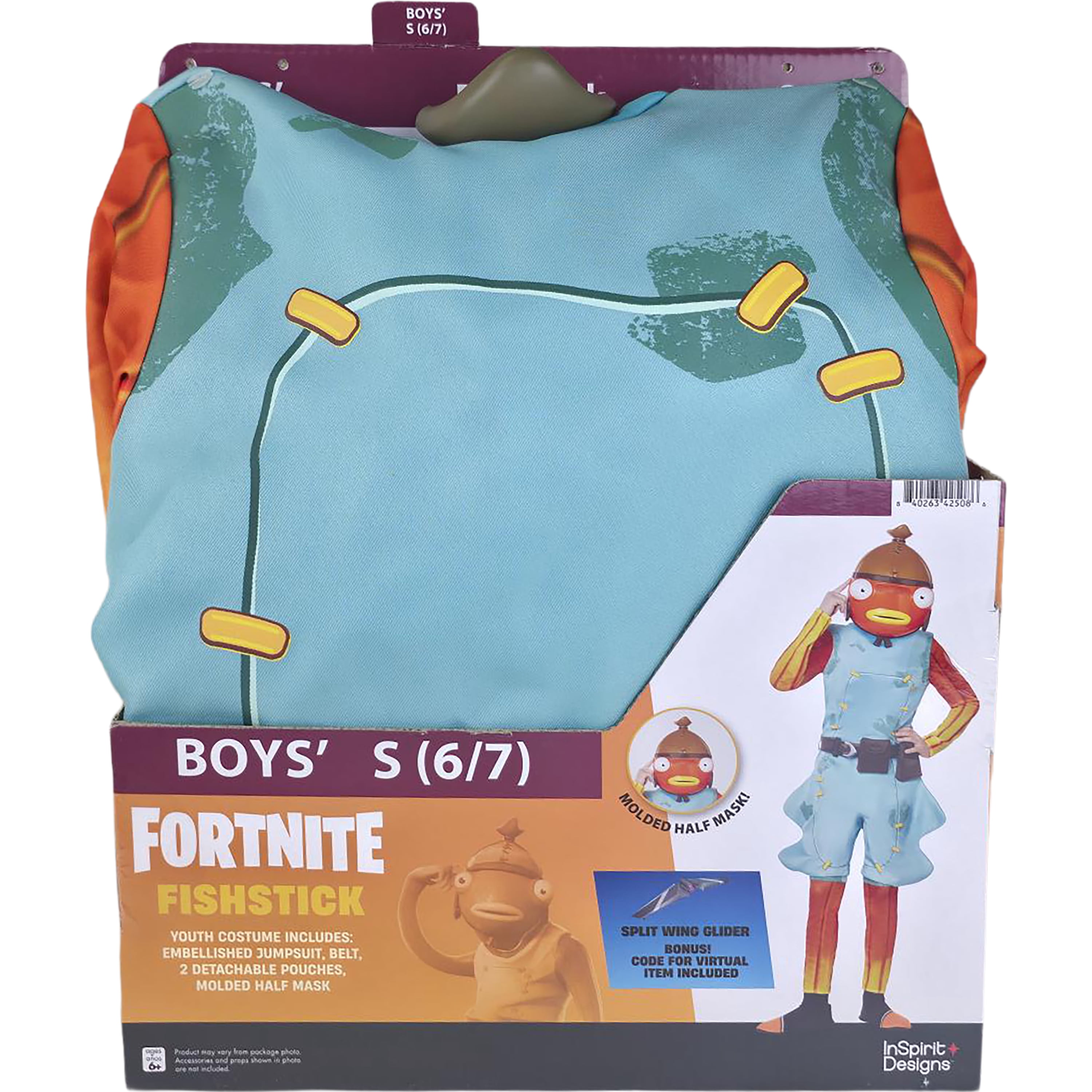 Fortnite Fishstick Halloween Costume for Children, 5-Piece, Boys' Size S (6/7), by InSpirit Designs