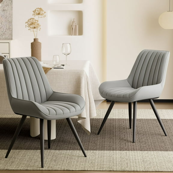 CQSXDA Modern Dining Chairs Set of 2, Fabric Upholstered Side Chairs with Thick Cushion & Metal Legs for Kitchen Dining Room