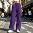 thumbnail image 5 of Axdhxbd Women's Baggy Sweatpants Elastic Waisted Drawstring Wide Leg Sweatpant Loose Casual Solid Color Sweat Pants with Pockets Purple M, 5 of 7