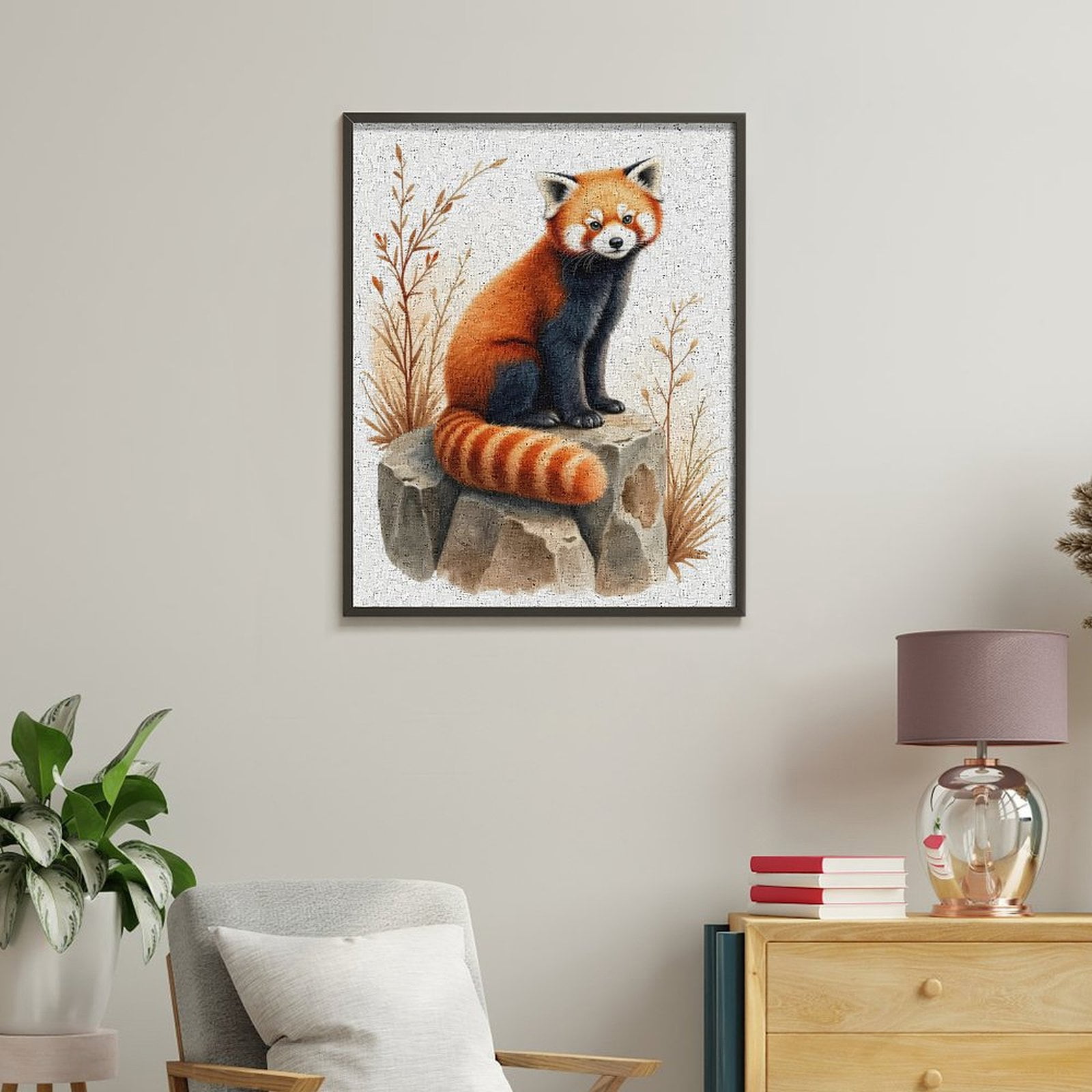 Paint by Numbers Kit for Adults, Red Panda On Rock With Foliage Paint by Numbers, Easy Paint by Numbers Kit for Adults Beginner, DIY Adult Paint by Number Kits on Canvas, 12x16in Home Decor