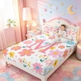 thumbnail image 3 of meiyoeat Girls Personalized Monogram M Gifts Full Size Sheets For Kids,Watercolor Kawaii Floral Bed Sheets,4pcs, 3 of 6