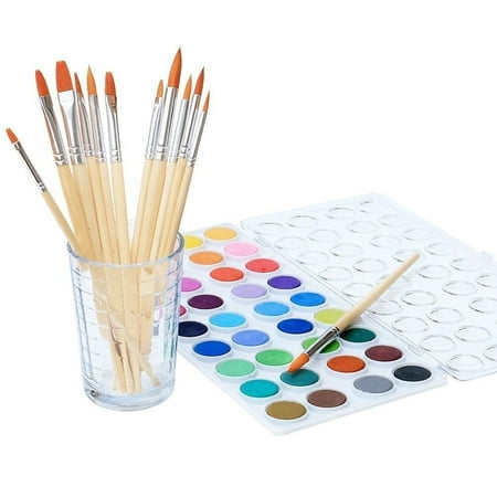 Watercolor Artist set, 36 Colors, Includes a Variety of 12 Quality Brushes, Everything You Need to Get Started! Brushes Works Great For Watercolor and