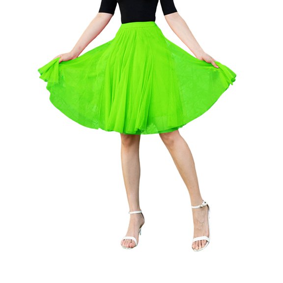 Ediodpoh Carnival Womens Skirt High Low Hem Pleated Dance Skirt for Womens Adult Soft Flowy Chiffon Skirt Mint Green One Size