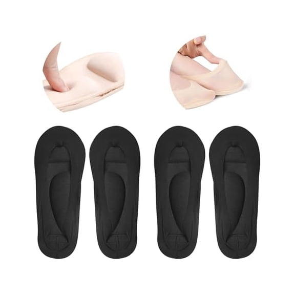Eryueer 2Pairs Arch Support Socks Woman No Show Liner Socks 3D Padded Sponge Cushion Socks Massage Sock