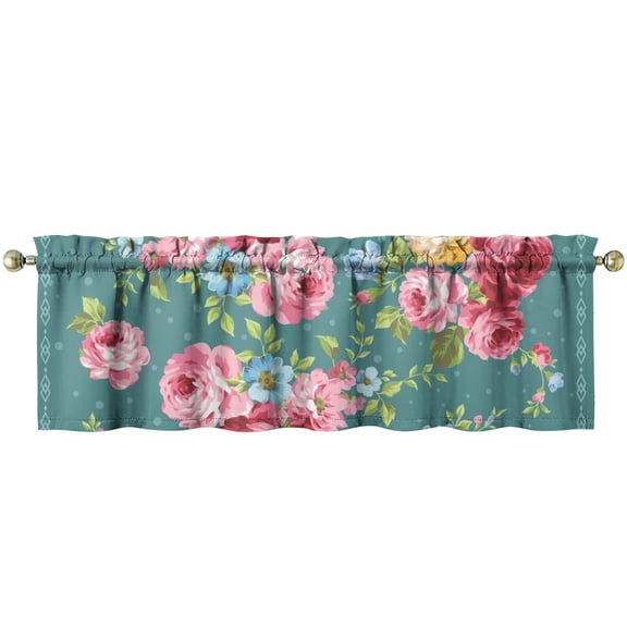 Kitchen Window Curtains with Rod Pocket over Sink Pioneer Colorful Floral Small Window Treatment Cafe Short Curtains for Bathroom Tier Drapes 54x18inch
