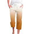 thumbnail image 3 of BiZtdJrK Womens Gradient Print Capri Pants Drawstring Elastic Waisted Casual Sweatpants Lightweight Comfy Beach Capris Pants with Pockets clearance items Orange XL, 3 of 6