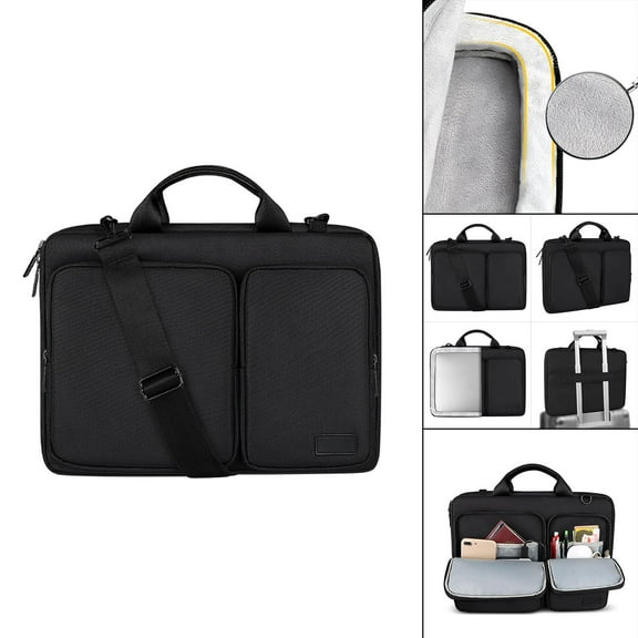 Laptop Bag Shoulder Messenger Case for 15.6 Inches, Business Briefcase, Expandable Capacity - Black, 400x300x30mm