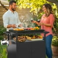 thumbnail image 5 of Outdoor Kitchen Table with Storage Cabinet, Grill Table for Kitchen Prep and BBQ, Kitchen Island Rolling Grill Cartwith 4 Utensil Hooks, 5 of 7