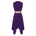 thumbnail image 4 of TSSOE Praise Dance Dress for Women Asymmetrical Color Block Tunic Liturgical Dancewear Worship Purple S, 4 of 7