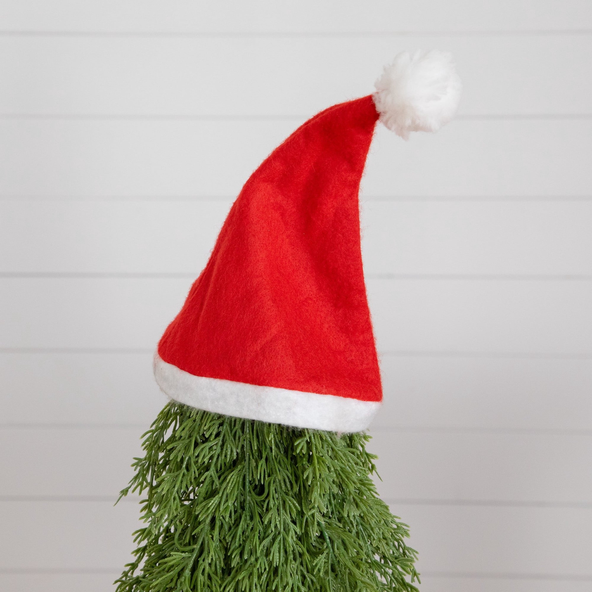19in. Artificial Down Swept Christmas Tree with Santa Hat Topper