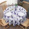 thumbnail image 3 of White Purple Butterfly Plant Pattern Round Tablecloth 60"x60",Wrinkle Wipeable Table Cloth for Kitchen Dining Room Picnic Patio Party, 3 of 6