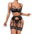 thumbnail image 1 of Gibobby Ropa interior mujer Conjunto de lencería sexy con pantalones cortos, sexy cierre frontal, malla negra, manga larga, body para mujer(Negro, G), 1 of 5