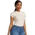 thumbnail image 2 of Valcatch Women's Bodysuit Round Neck Short Sleeve Triangle One-piece T-shirt, 2 of 4