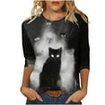 thumbnail image 2 of Inverlee Womens Halloween Shirts Funny Pumpkin Ghost Graphic Tees Loose Fit Crewneck T-shirt 3/4 Sleeve Tunic Blouse Tops Halloween Clothes, 2 of 5