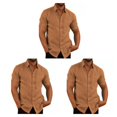 thumbnail image 2 of Minnieouse Camisa de un solo pecho para hombre que viaja, camisas de manga corta con botones de verano, ropa de moda de poliéster, marrón L Type1 NO1, 2 of 6