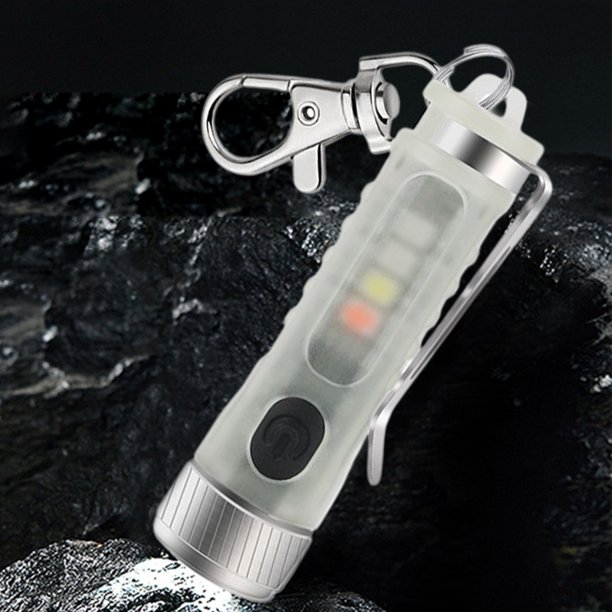 Mini llavero linternas luz roja SOS carga USB tipo C (blanco fluorescente)