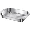 thumbnail image 1 of Stainless Steel Fish Baking Tray - 36/40cm Rectangular Roaster/Roasting Pan and Striped Bottom Dessert Cake Plate Serving Platter Dish Steamer Tray for Turkey Beef, Dishwasher Safe (40cm,Shallow), 1 of 1