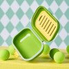 Jabonera de viaje a prueba de fugas - Jabonera portátil con tapa, jabonera de plástico transparente para baño, ducha, gimnasio, camping, escuela - Azul/Verde/Amarillo, 10,5 x 8,2 x 4,6 cm