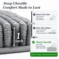 thumbnail image 5 of Sasttie Chenille Bathroom Rugs 17x24, Quick Dry Machine Washable Bath Mats with Rubber Backing, Grey, 5 of 9