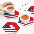 thumbnail image 7 of Fuzoiu USA Switzerland Print Leather Coasters Set,Drink Coasters Set of 6,for Tabletop Protection, Durable PVC Coasters,Home Décor and Housewarming Gift,Hexagon, 7 of 7