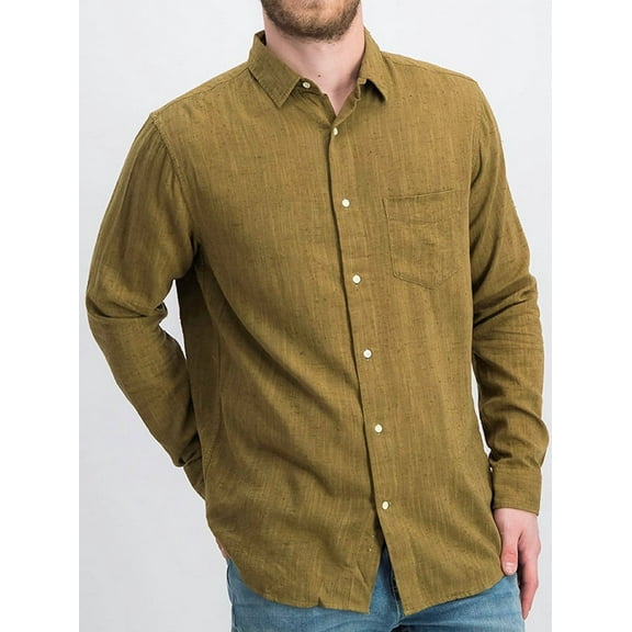 Gant Rugger Men's The Slubber Fitted Pointed Collar Shirt 344917, Medium, Cypress Green