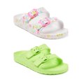 thumbnail image 1 of Girls Lime Green & Floral EVA Beach Footbed Sandals, 2 Pack, 1 of 8