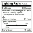 thumbnail image 4 of Great Value LED Light Bulb, 10W (60W Equivalent) A19 General Purpose Lamp E26 Medium Base, Non-dimmable, Soft White, 4-Pack, 4 of 8