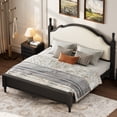 thumbnail image 2 of Euroco Wood King Size Platform Bed with Upholstery Headboard, Black, 2 of 12